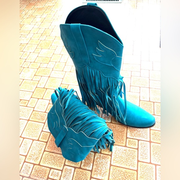 🆕Fringe Turquoise Women’s Western Boots. Size 9. NWT. - Picture 5 of 10
